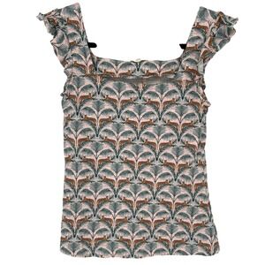 FatFace Lounging Leopards‎ Flutter Sleeve Tank Womens 2 Palm Print EUC